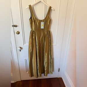 ANTONIO MELANI Metallic Gold Midi Dress